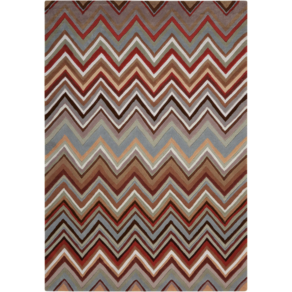 Nourison Home Contour CON23 Multicolor Indoor Rectangle Area Rug - Tufted Medium Pile Living Room Rug with Zigzag Pattern-