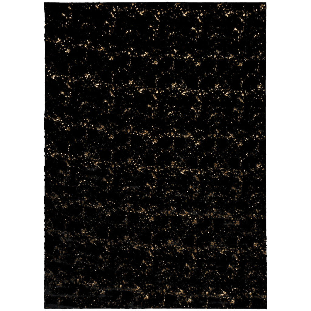 Nourison Home Cozy Shimmer CSH01 Black Indoor Rectangle Shag Rug - Glam Hand Tufted High Pile Rug-