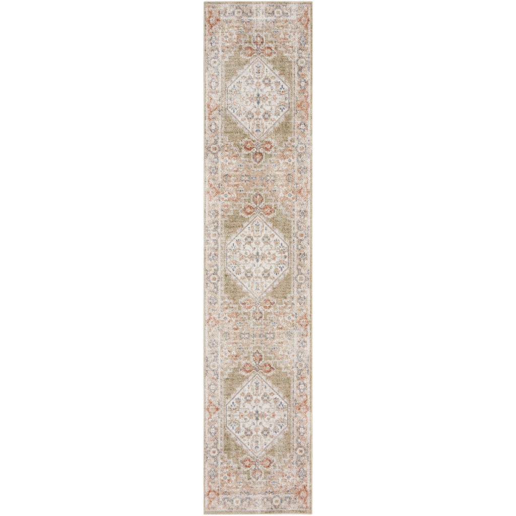 Nourison Home Astra ASW11 Multicolor Machine Washable Indoor Runner - Power Loomed Persian Runner with Faded Brown Medallion Pattern-