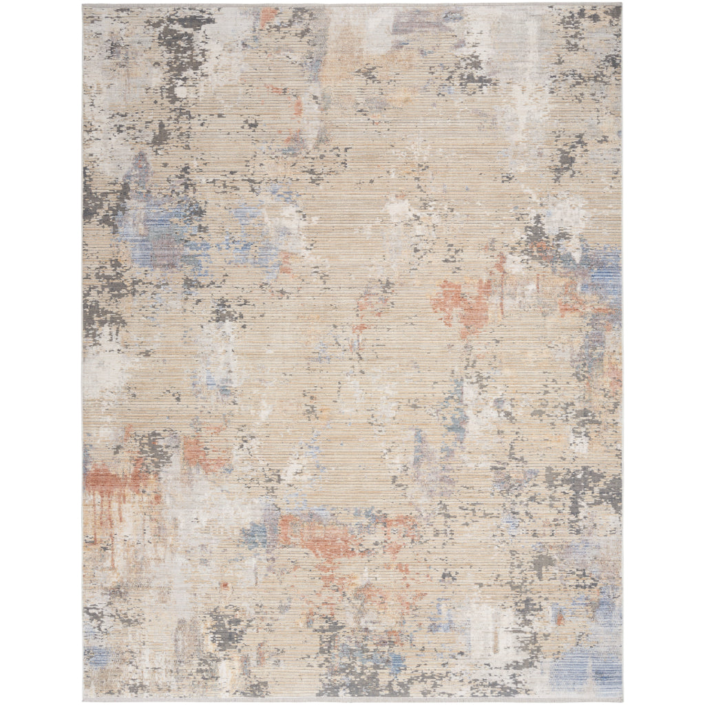 Nourison Home Abstract Hues ABH01 Multicolor Rectangle Area Rug - Power Loomed Indoor Abstract Design Rug with Beige-Gray Accent-