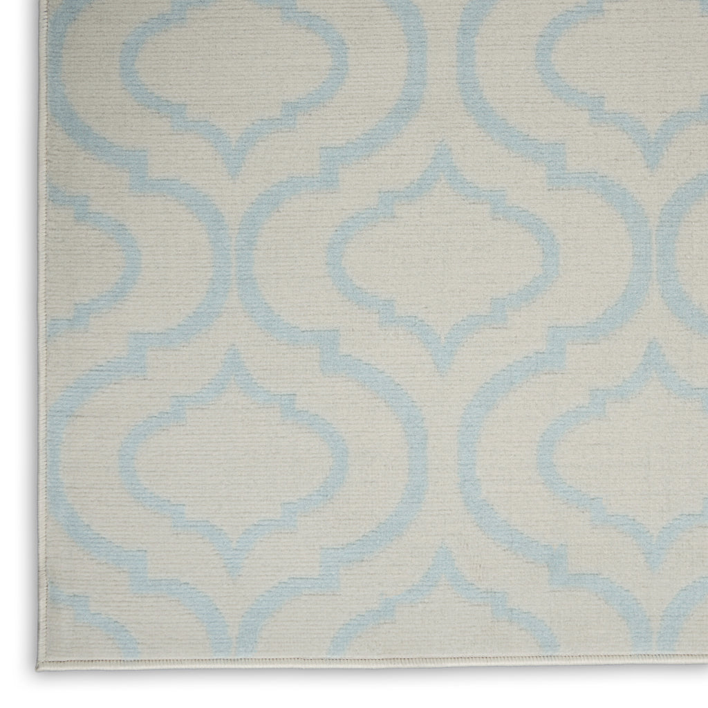 Nourison Home Jubilant JUB19 Ivory Blue Rectangle Indoor Area Rug - Refined Contemporary Rug with Lantern Trellis Pattern