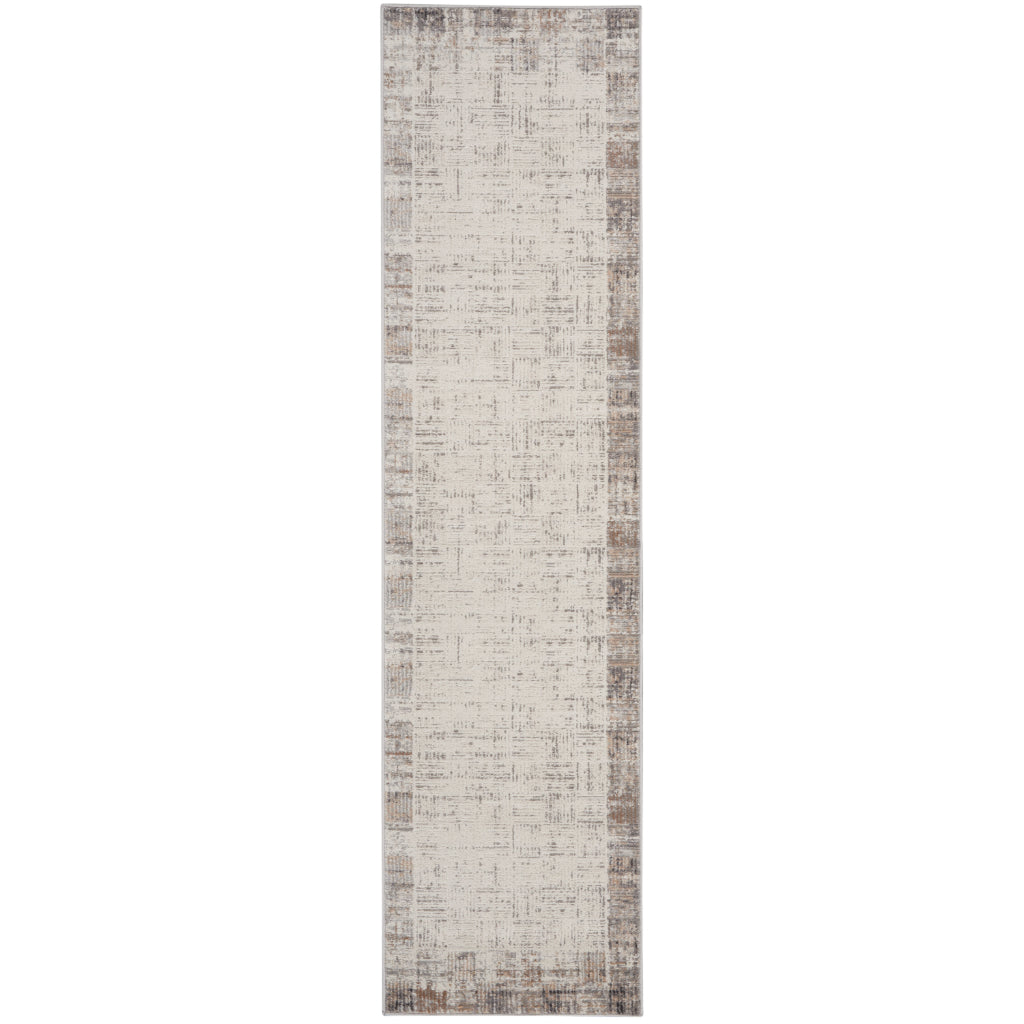Nourison Home Elation ETN05 Two-Color Indoor Runner - Power Loomed Low Pile Hallway Runner with Gray Border-