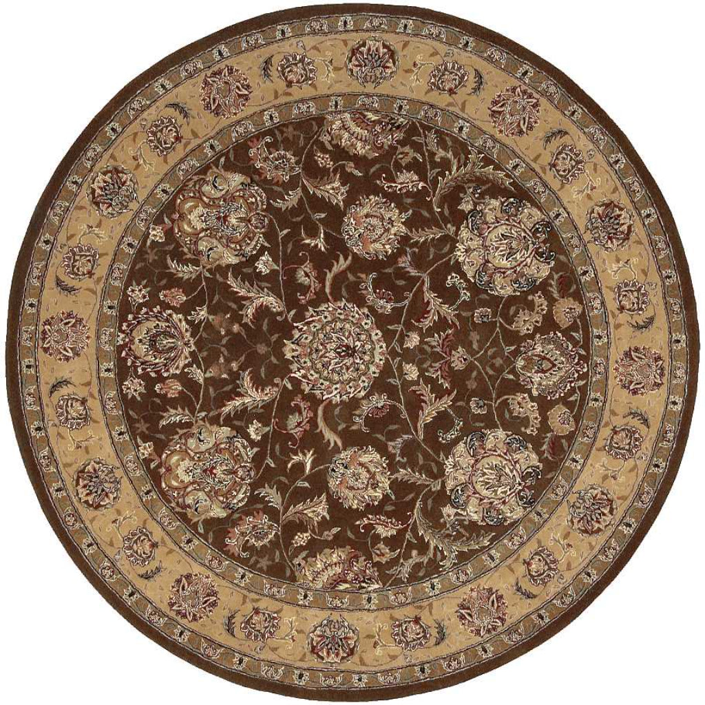 Nourison Home Nourison 2000 Multicolor 2206 Indoor Round Area Rug - Premium Wool &amp; Silk Floral Rug with Dark Brown Background