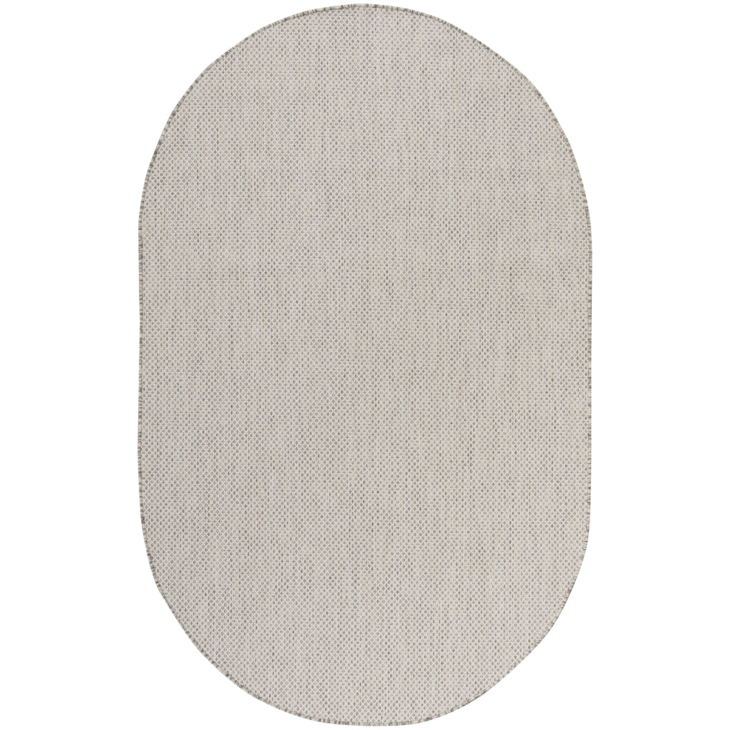 Nourison Home Courtyard COU01 Light Gray Indoor / Outdoor Oval Rug - Modern Style Power Loomed Low Pile Rug-