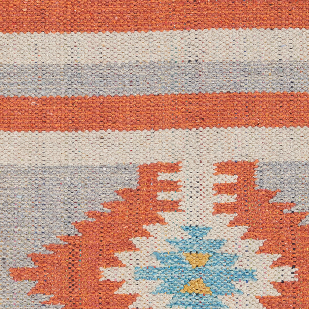 Nourison Home Baja BAJ03 Handmade Multicolor Runner - Reversible Indoor Runner with Gray &amp; Orange Stripes