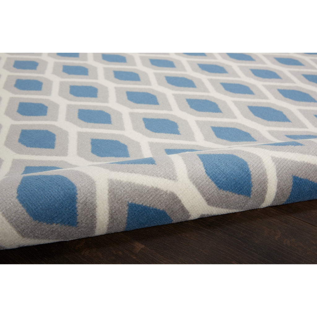 Nourison Home Grafix GRF22 Blue Indoor Runner - Power Loomed Medium Pile Living Room Runner-