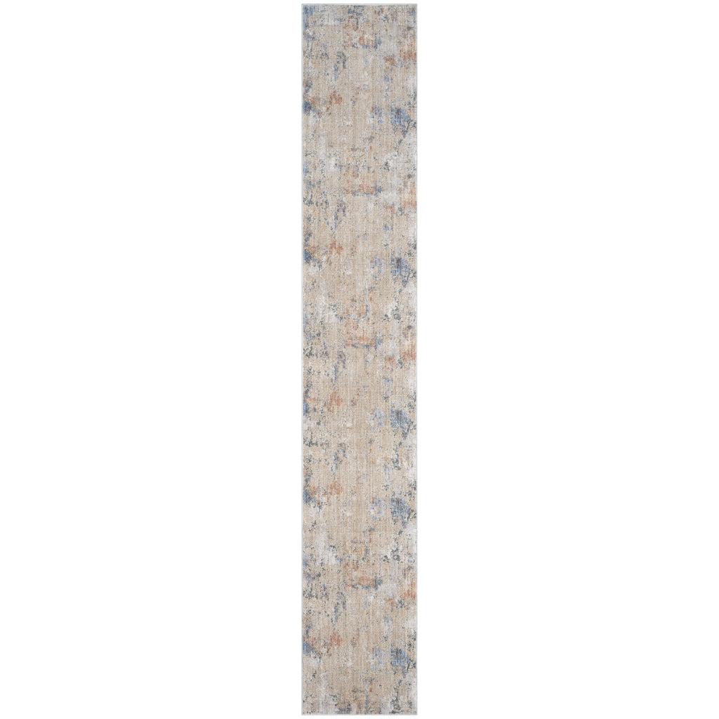 Nourison Home Abstract Hues ABH01 Multicolor Runner - Power Loomed Indoor Abstract Design Runner with Beige-Gray Accent