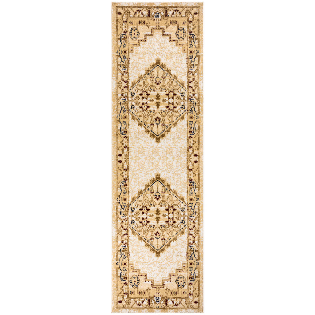 Nourison Home Grafix GRF43 Multicolor Indoor Runner - Vintage Persian Runner with Cream Medallion Pattern-