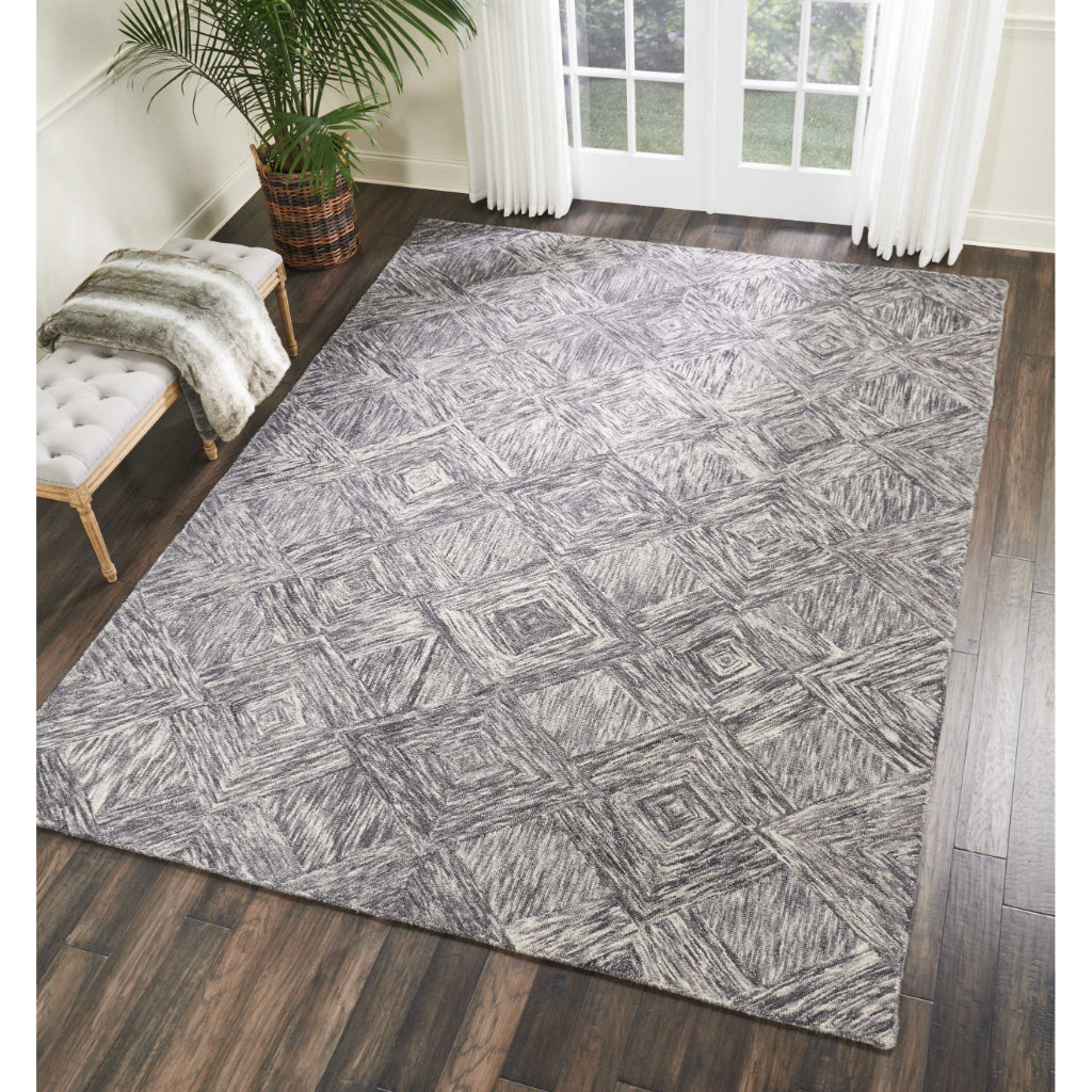 Nourison Home Linked LNK01 Gray Rectangle Indoor Area Rug - Hand Tufted Rug Made of 100% Wool-