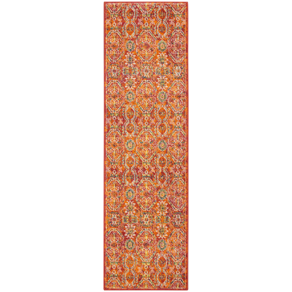 Nourison Home Allur ALR05 Multicolor Indoor Runner - Power Loomed Persian Inspired Runner with Red Background-