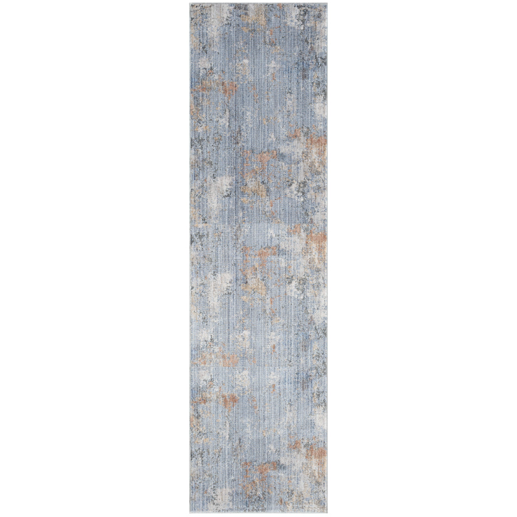 Nourison Home Abstract Hues ABH01 Multicolor Runner - Power Loomed Indoor Abstract Design Runner with Gray-Blue Accent-