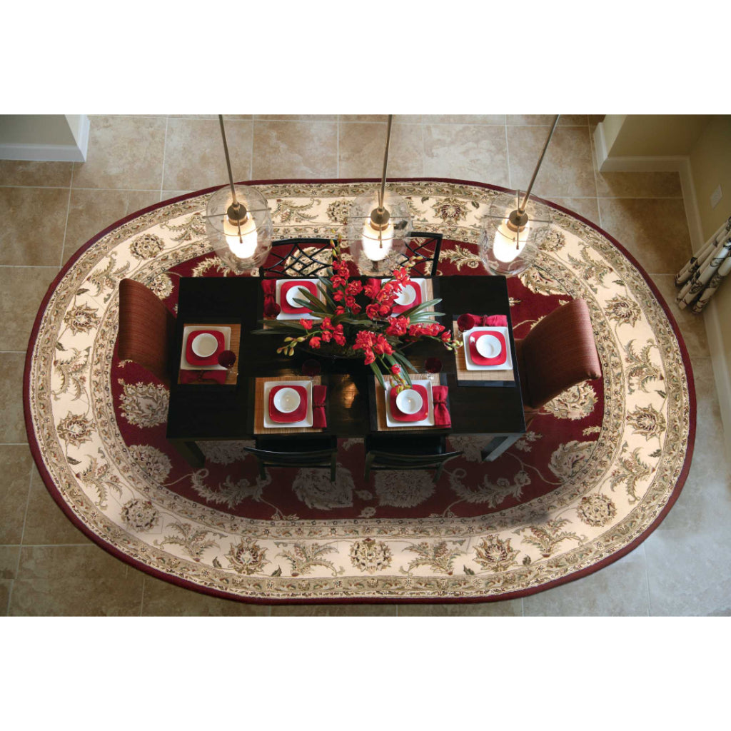 Nourison Home Nourison 2000 Multicolor 2022 Indoor Round Area Rug - Elegant Wool &amp; Silk Floral Rug with Red Background