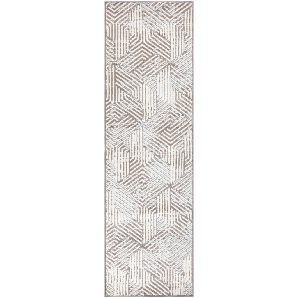 Nourison Home Grafix GRF39 Gray Indoor Runner - Medium Pile Modern Geometric Runner