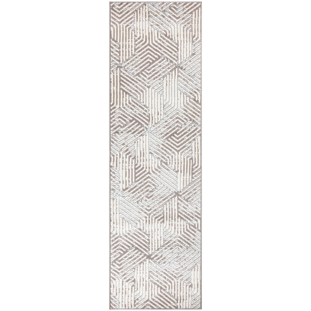 Nourison Home Grafix GRF39 Gray Indoor Runner - Medium Pile Modern Geometric Runner-