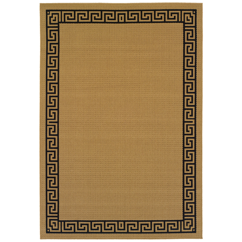Oriental Weavers Lanai 782Y1 Beige/Black Rectangle Indoor / Outdoor Area Rug - Stain Resistant Machine Made Patio Rug with Casual Design