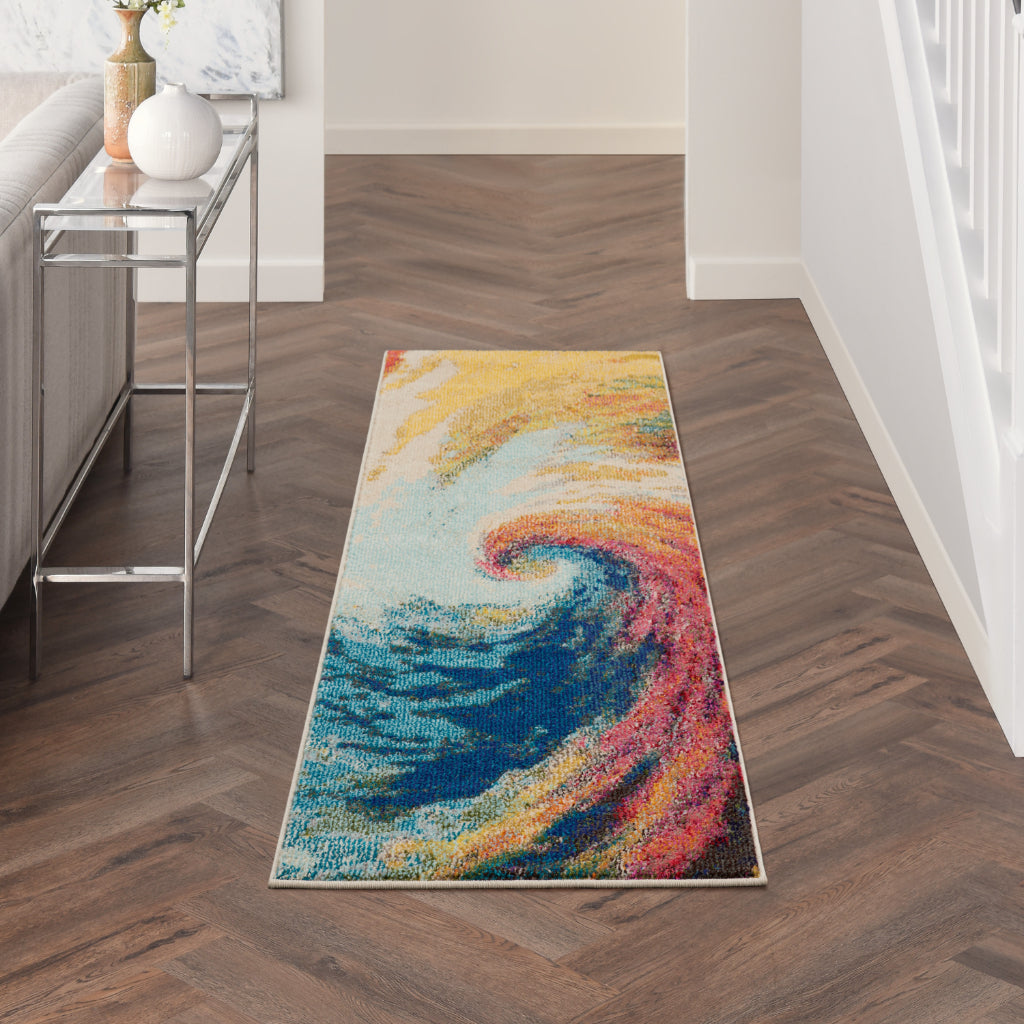 Nourison Home Celestial CES07 Multicolor Indoor Runner - Power Loomed Modern Abstract Medium Pile Runner-
