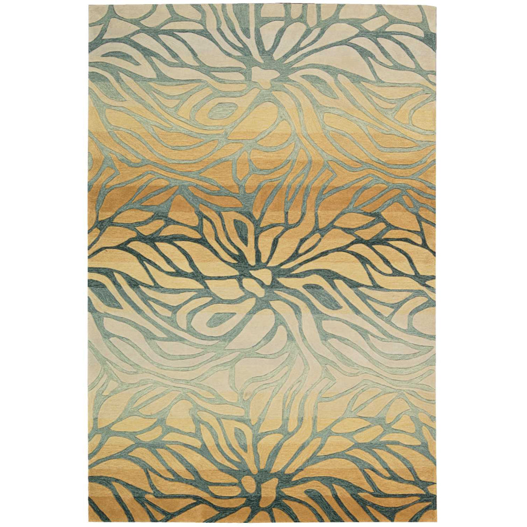 Nourison Home Contour CON25 Breeze Indoor Rectangle Area Rug - Tufted Medium Pile Living Room Rug with Green Floral Design