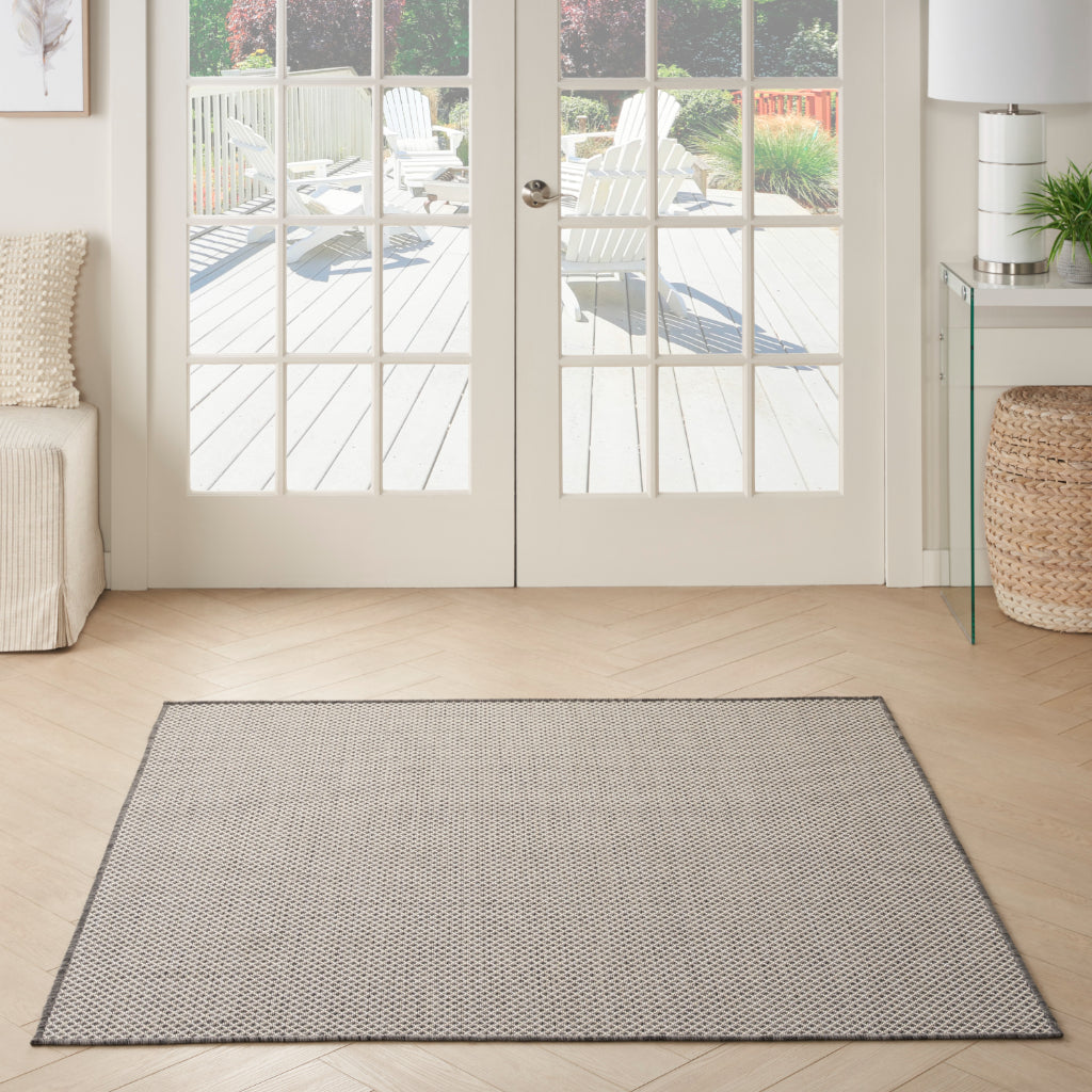 Nourison Home Courtyard COU01 Gray Indoor / Outdoor Square Rug - Modern Style Power Loomed Low Pile Rug-