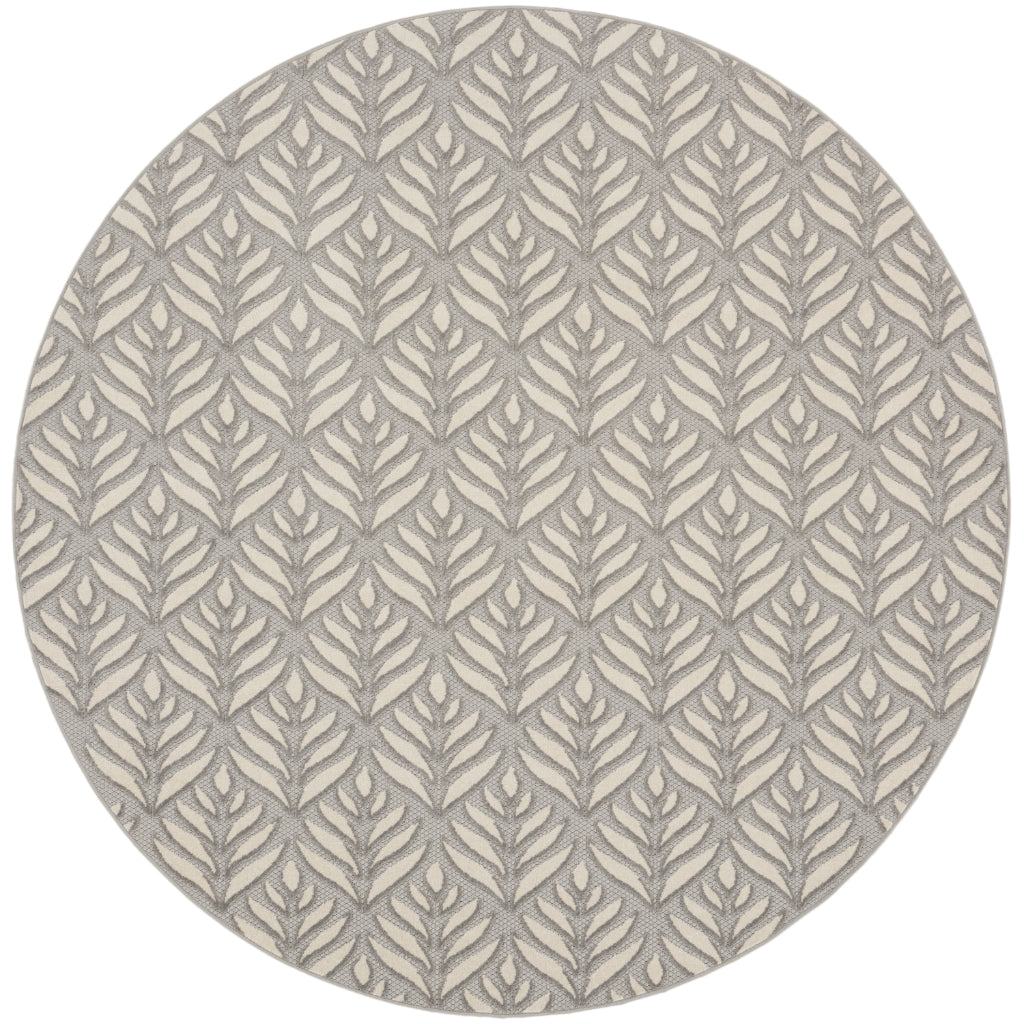 Nourison Home Aloha ALH35 Machine Made Light Gray Round Area Rug - Stain Resistant Indoor/Outdoor Rug-