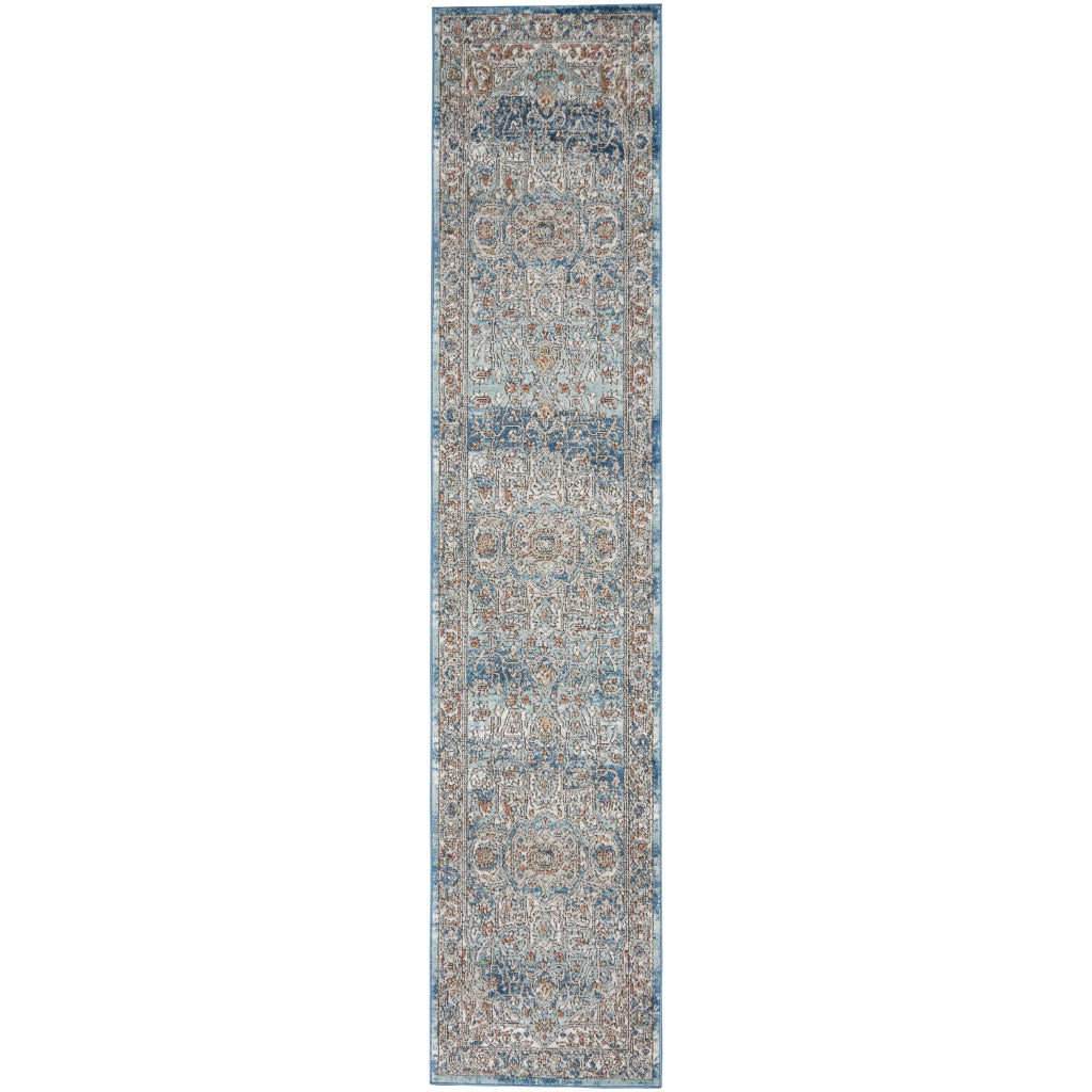 Nourison Home Concerto CNC11 Multicolor Indoor Runner - Power Loomed Low Pile Persian Runner with Shades of Blue