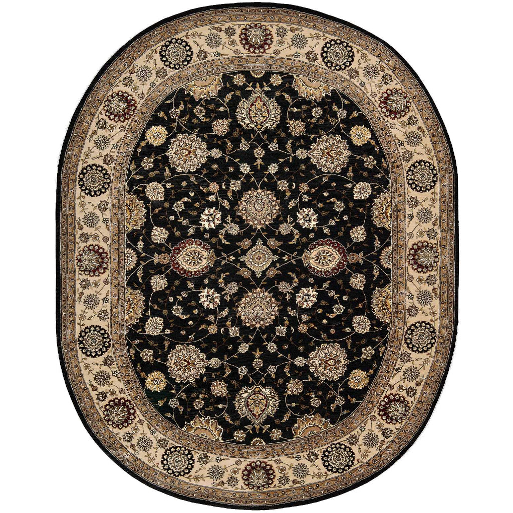 Nourison Home Nourison 2000 Multicolor 2204 Indoor Oval Area Rug - Opulent Wool & Silk Floral Rug with Black Background-