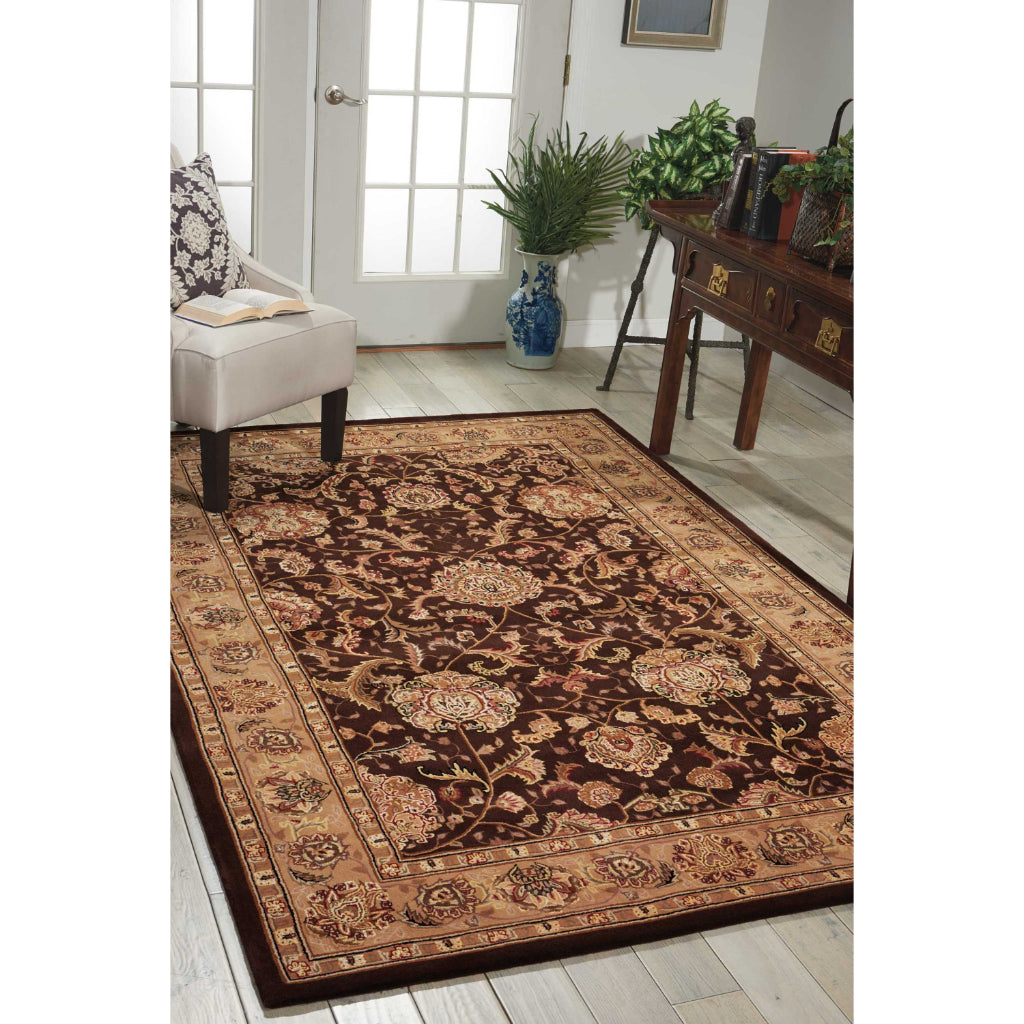 Nourison Home Nourison 2000 Multicolor 2206 Indoor Rectangle Area Rug - Premium Wool & Silk Floral Rug with Dark Brown Background-
