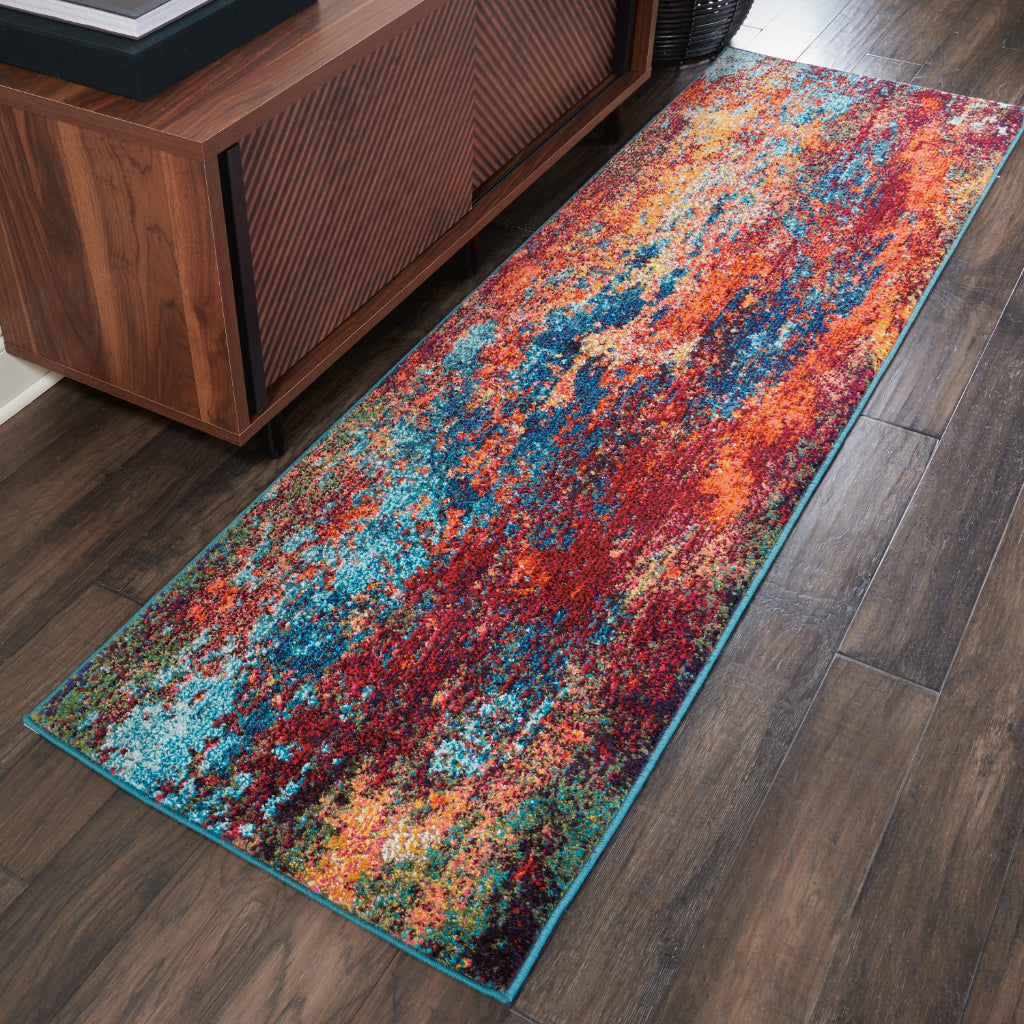 Nourison Home Celestial CES08 Multicolor Indoor Runner - Power Loomed Modern Abstract Medium Pile Runner-