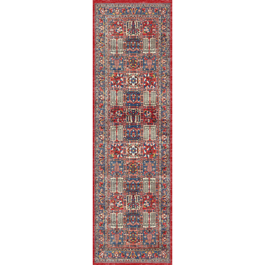 Nourison Home Fulton FUL05 Multicolor Indoor Runner - Vintage Style Flatweave Low Pile Hallway Runner with Shades of Red