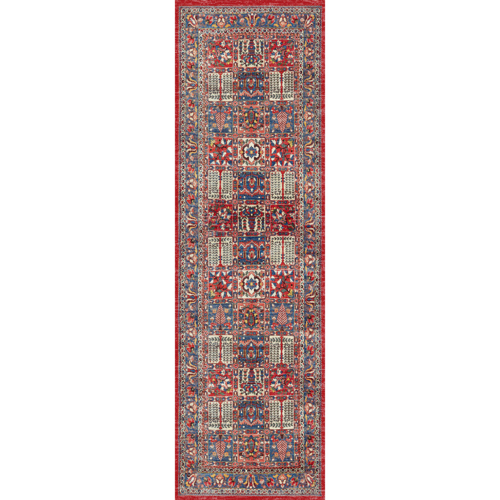 Nourison Home Fulton FUL05 Multicolor Indoor Runner - Vintage Style Flatweave Low Pile Hallway Runner with Shades of Red-