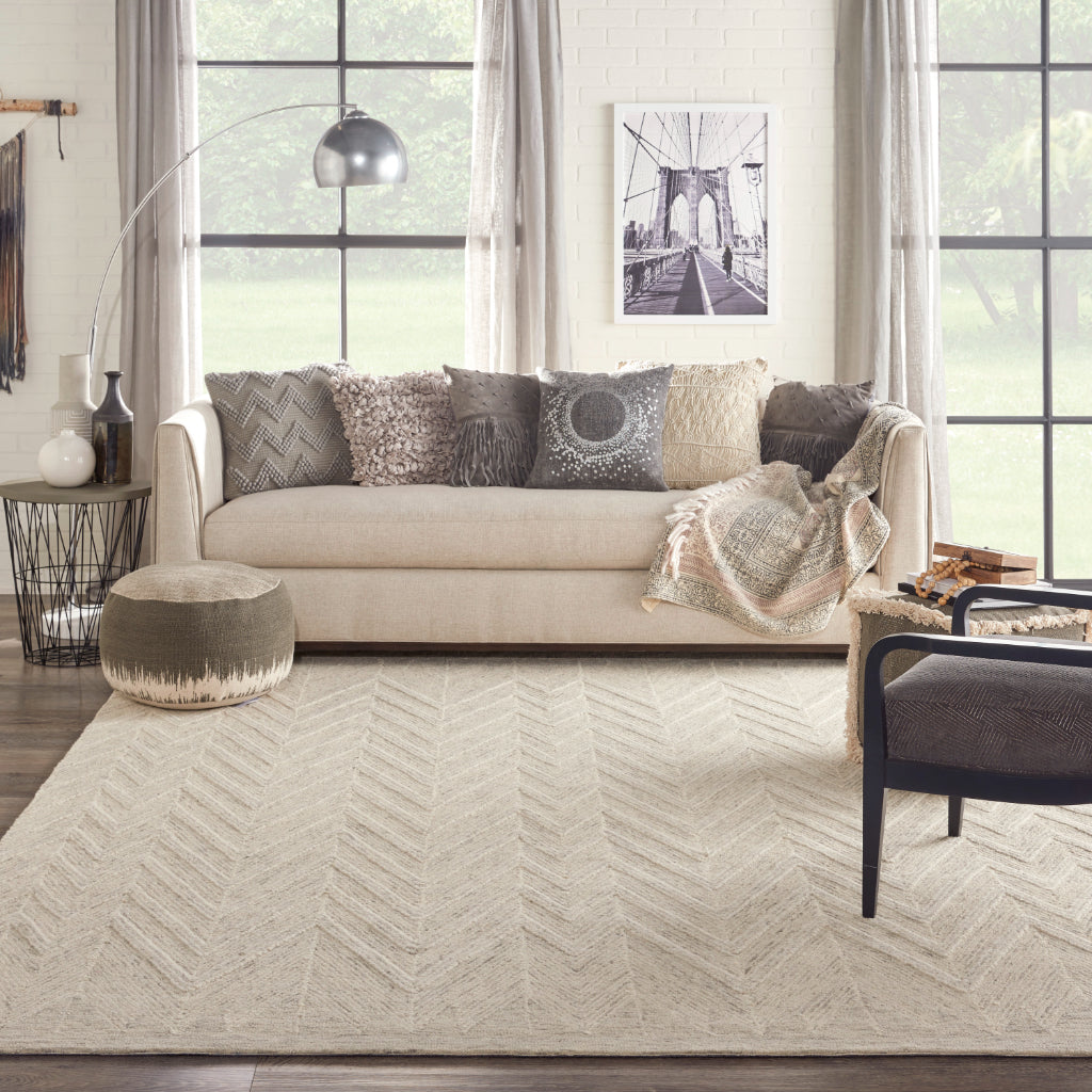 Nourison Home Linked LNK04 Beige Rectangle Indoor Area Rug - Exquisite Contemporary Rug Made of 100% Wool