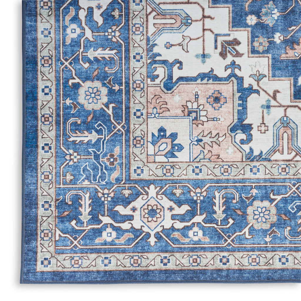 Nourison Home Fulton FUL10 Multicolor Indoor Runner - Vintage Style Flatweave Low Pile Hallway Runner with Shades of Blue