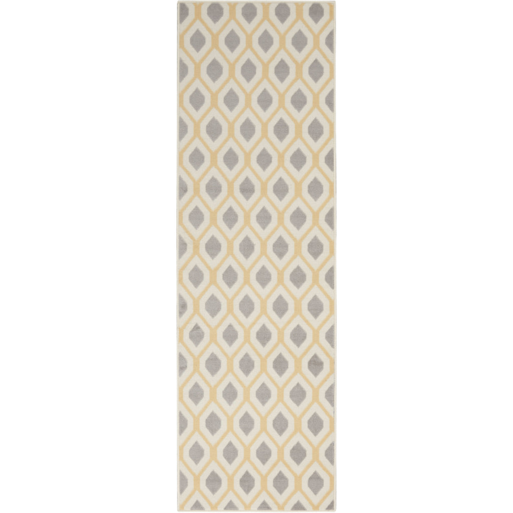 Nourison Home Grafix GRF22 White Indoor Runner - Power Loomed Medium Pile Living Room Runner-