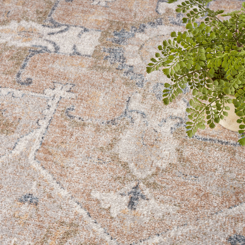 Nourison Home Astra ASW12 Rectangle Multicolor Machine Washable Rug - Power Loomed Persian Rug with Faded Beige Floral Design-