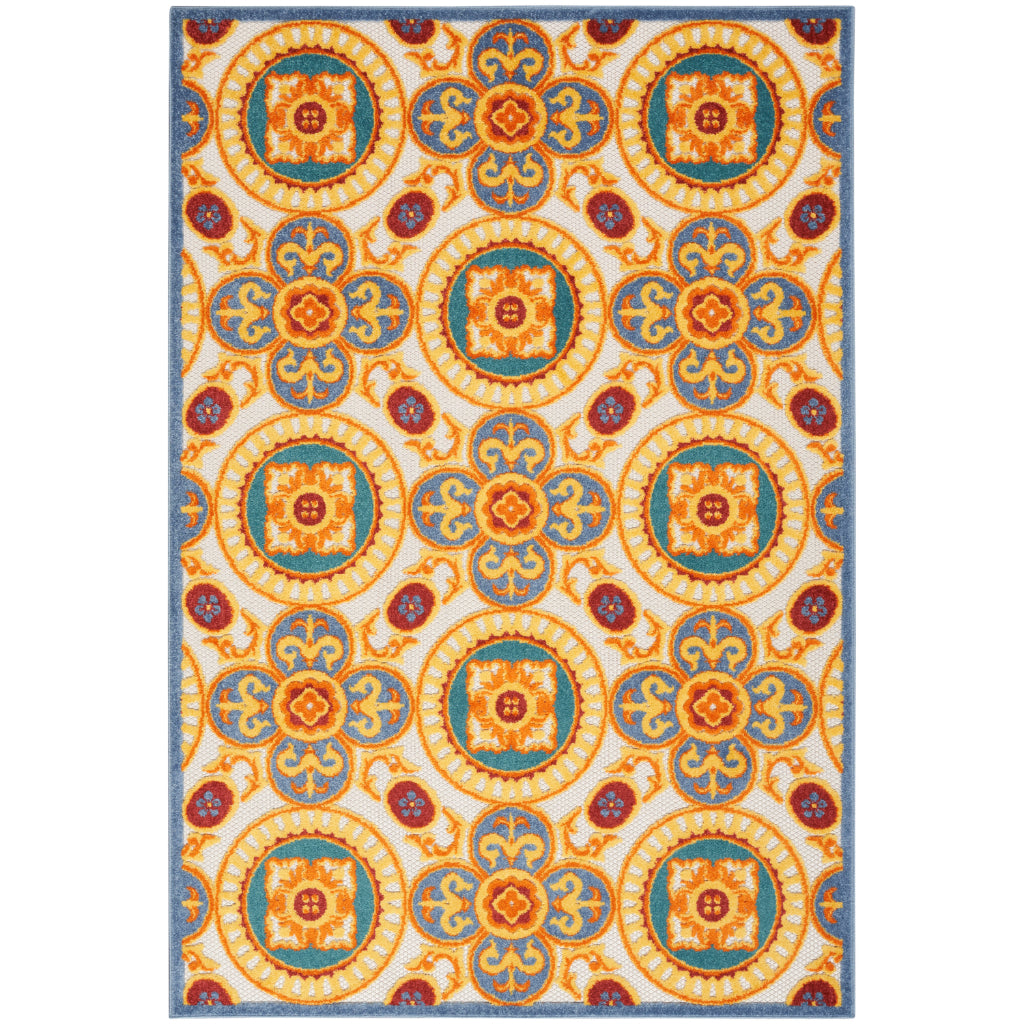Nourison Home Aloha ALH30 Machine Made Multicolor Rectangle Area Rug - Stain Resistant Indoor/Outdoor Rug with Colorful Palette-