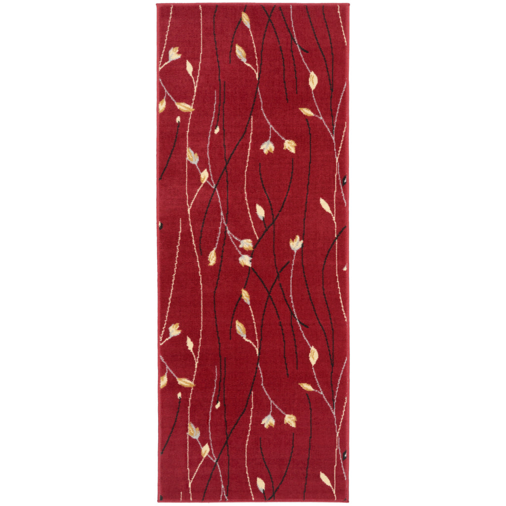 Nourison Home Grafix GRF15 Red Indoor Runner - Power Loomed Medium Pile Runner with Floral Design