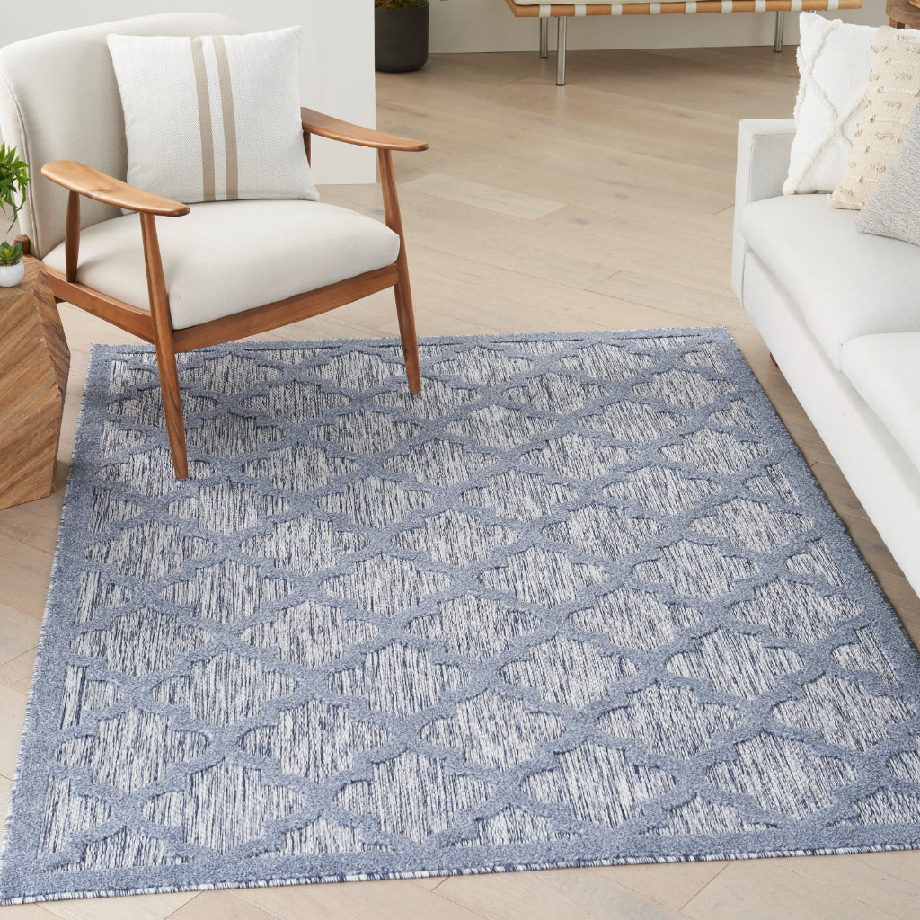 Nourison Home Easy Care NES01 Blue Indoor / Outdoor Rectangle Rug - Modern Style Flatweave Low Pile Rug