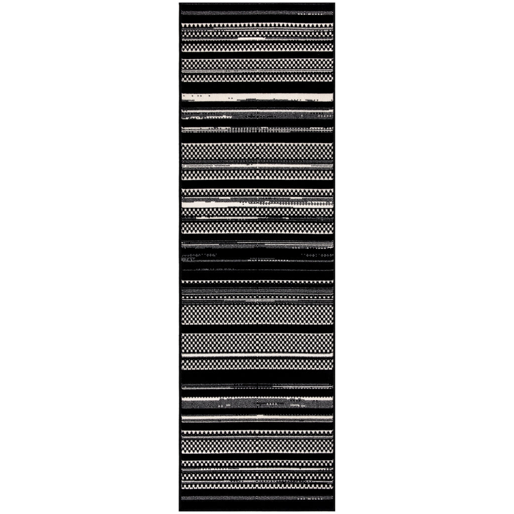 Nourison Home Grafix GRF41 Black Indoor Runner - Modern Abstract Medium Pile Runner-