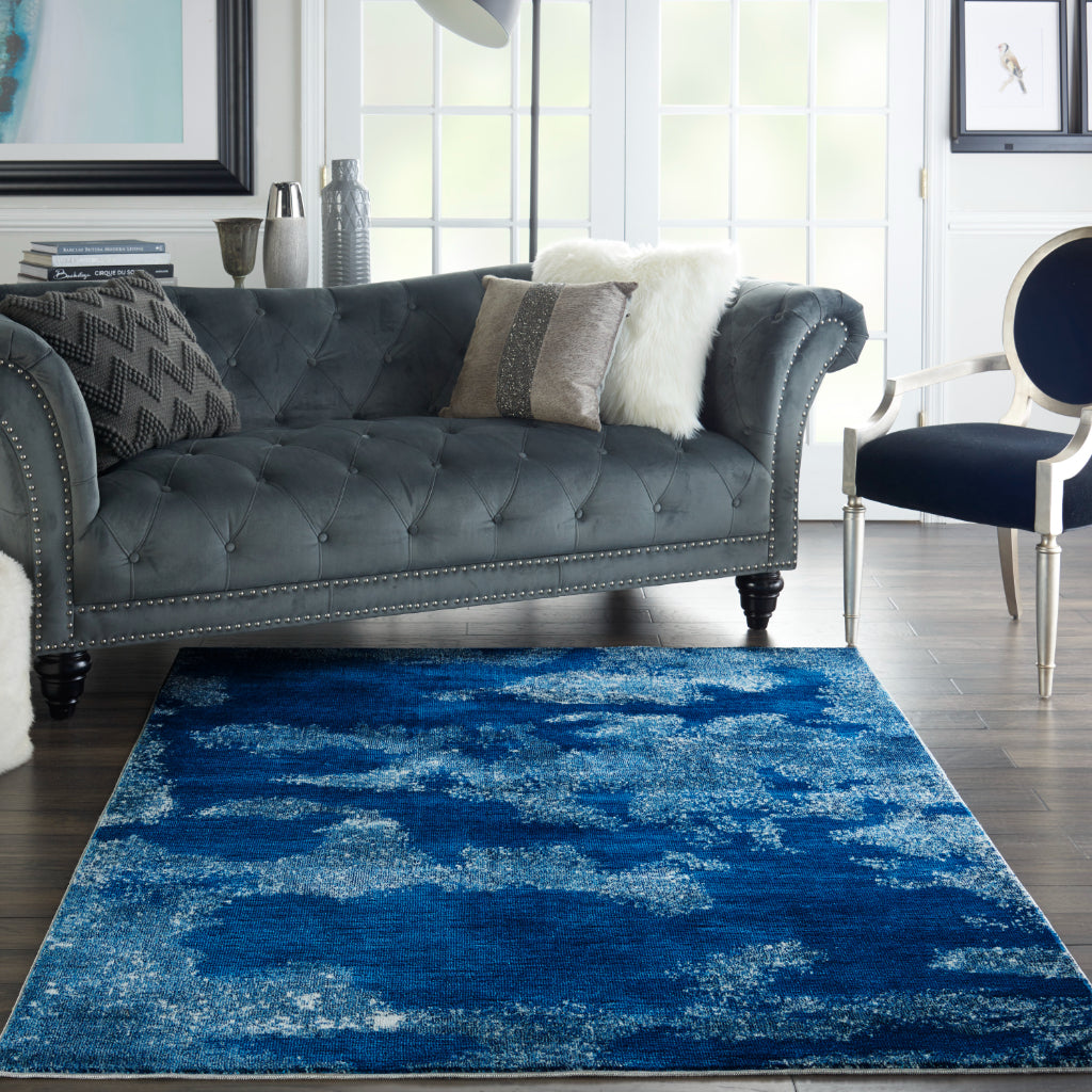 Nourison Home Imprints IMT03 Dark Blue Rectangle Indoor Area Rug - Modern Style Medium Pile Abstract Rug