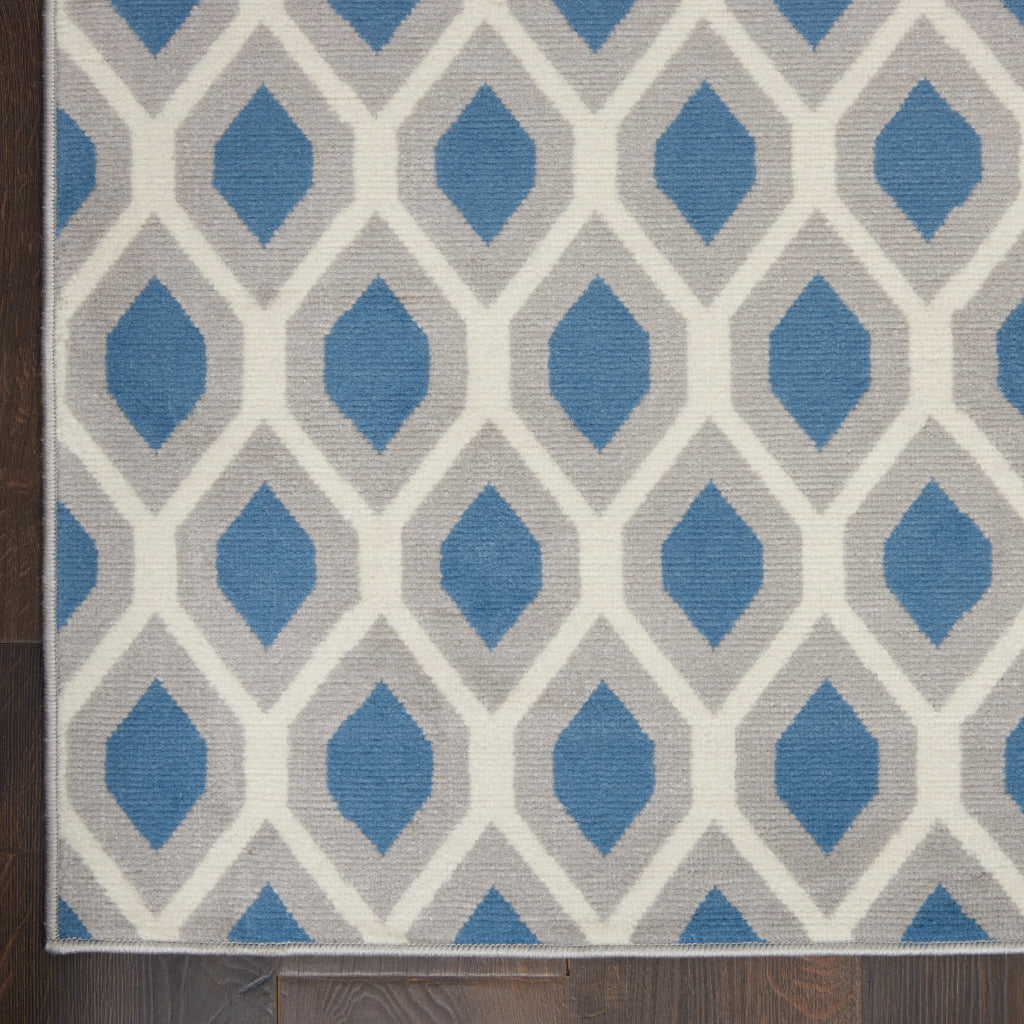 Nourison Home Grafix GRF22 Blue Indoor Runner - Power Loomed Medium Pile Living Room Runner-