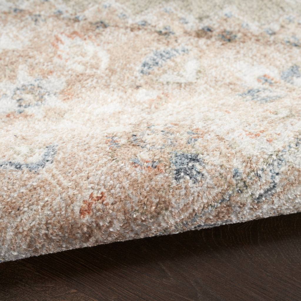 Nourison Home Astra ASW11 Rectangle Multicolor Machine Washable Rug - Power Loomed Persian Rug with Faded Brown Medallion Pattern-