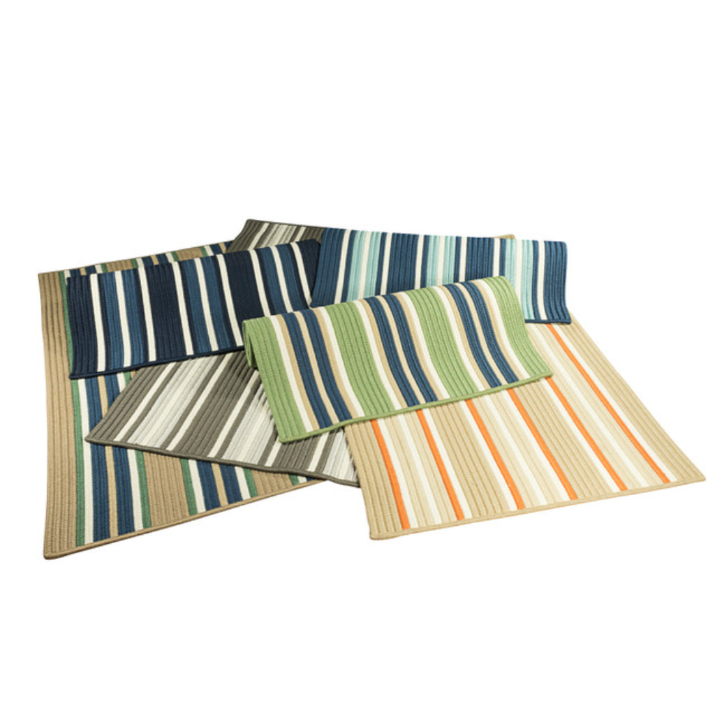 Colonial Mills Mesa Stripe Multicolor Rectangle Indoor / Outdoor Area Rug - Stain &amp; Fade Resistant Braided Rug with Beige &amp; Blue Stripes