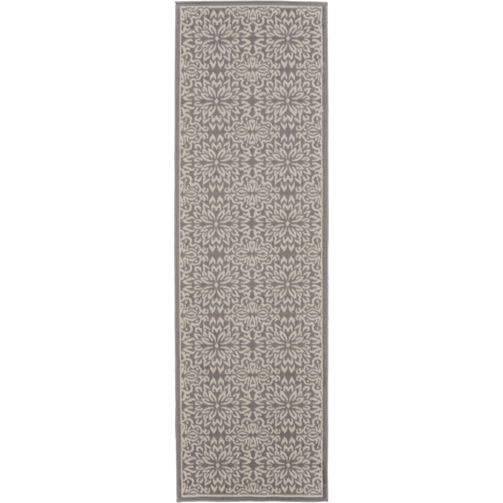 Nourison Home Jubilant JUB06 Gray Indoor Runner - Elegant Medium Pile Farmhouse Style Runner with Floral Design-