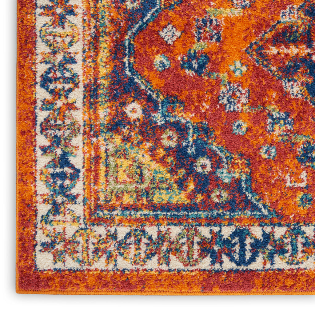 Nourison Home Allur ALR02 Power Loomed Multicolor Runner - Indoor Runner with Orange Tribal Pattern