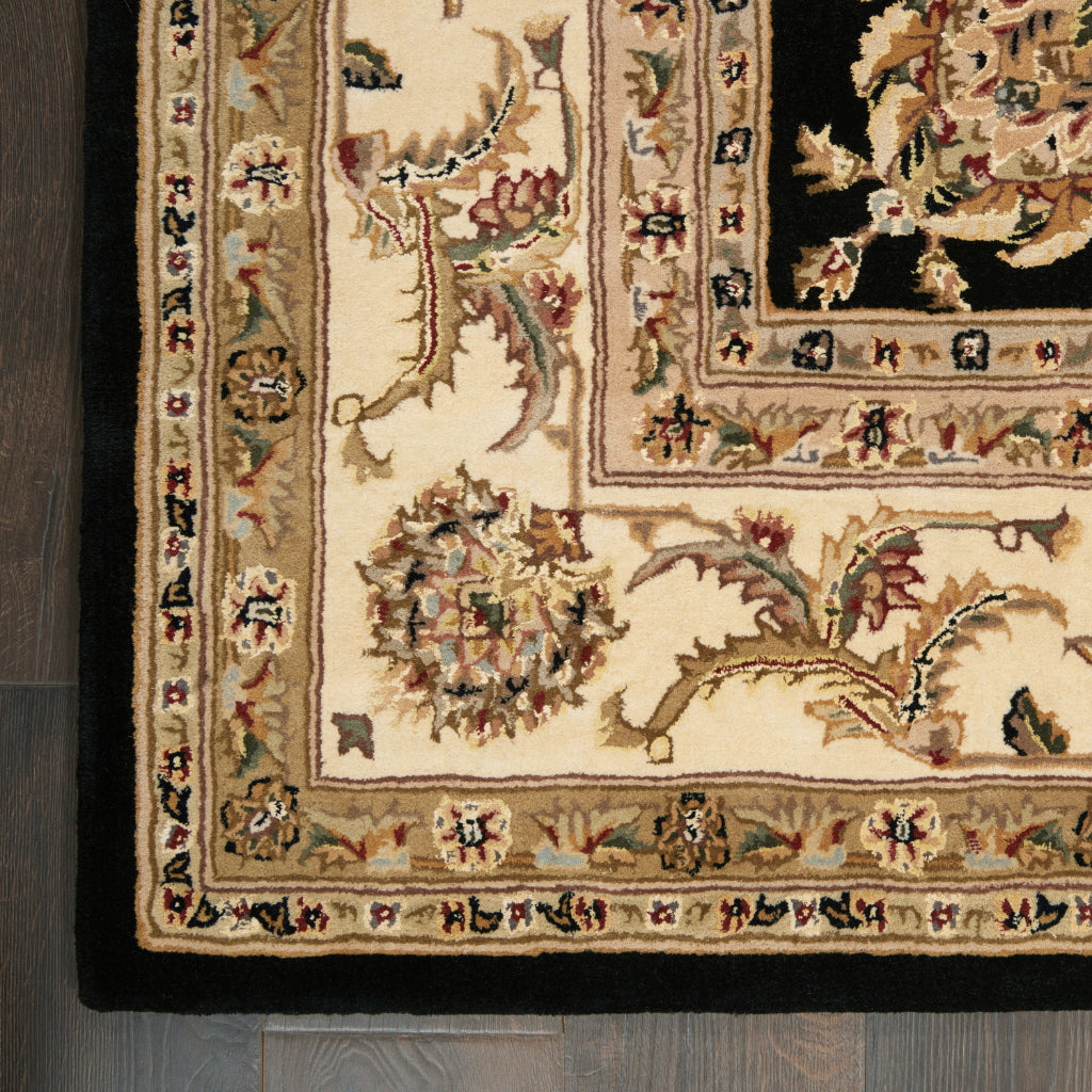 Nourison Home Nourison 2000 Multicolor 2022 Indoor Rectangle Area Rug - Elegant Wool &amp; Silk Floral Rug with Black Background