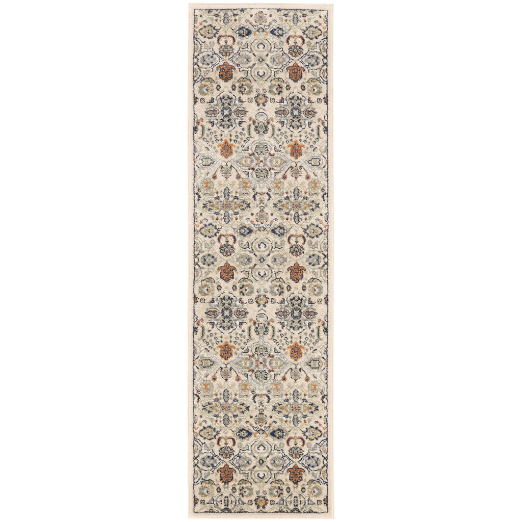 Nourison Home Allur ALR03 Power Loomed Multicolor Runner - Indoor Low Pile Bohemian Style Runner in Beige Background-