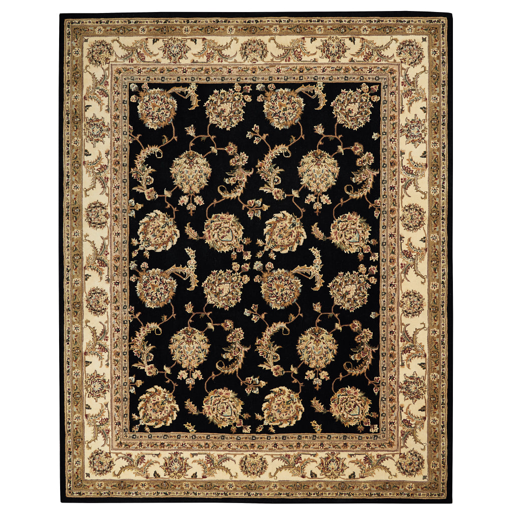 Nourison Home Nourison 2000 Multicolor 2022 Indoor Rectangle Area Rug - Elegant Wool & Silk Floral Rug with Black Background-