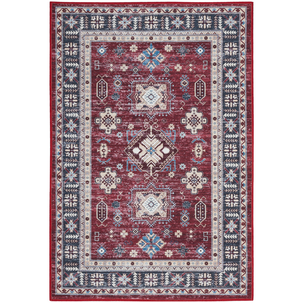 Nourison Home Fulton FUL03 Multicolor Indoor Rectangle Area Rug - Vintage Style Flatweave Low Pile Rug with Shades of Red