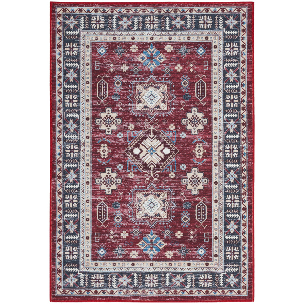 Nourison Home Fulton FUL03 Multicolor Indoor Rectangle Area Rug - Vintage Style Flatweave Low Pile Rug with Shades of Red-