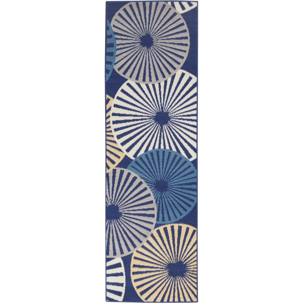 Nourison Home Grafix GRF20 Navy Indoor Runner - Power Loomed Medium Pile Living Room Runner-