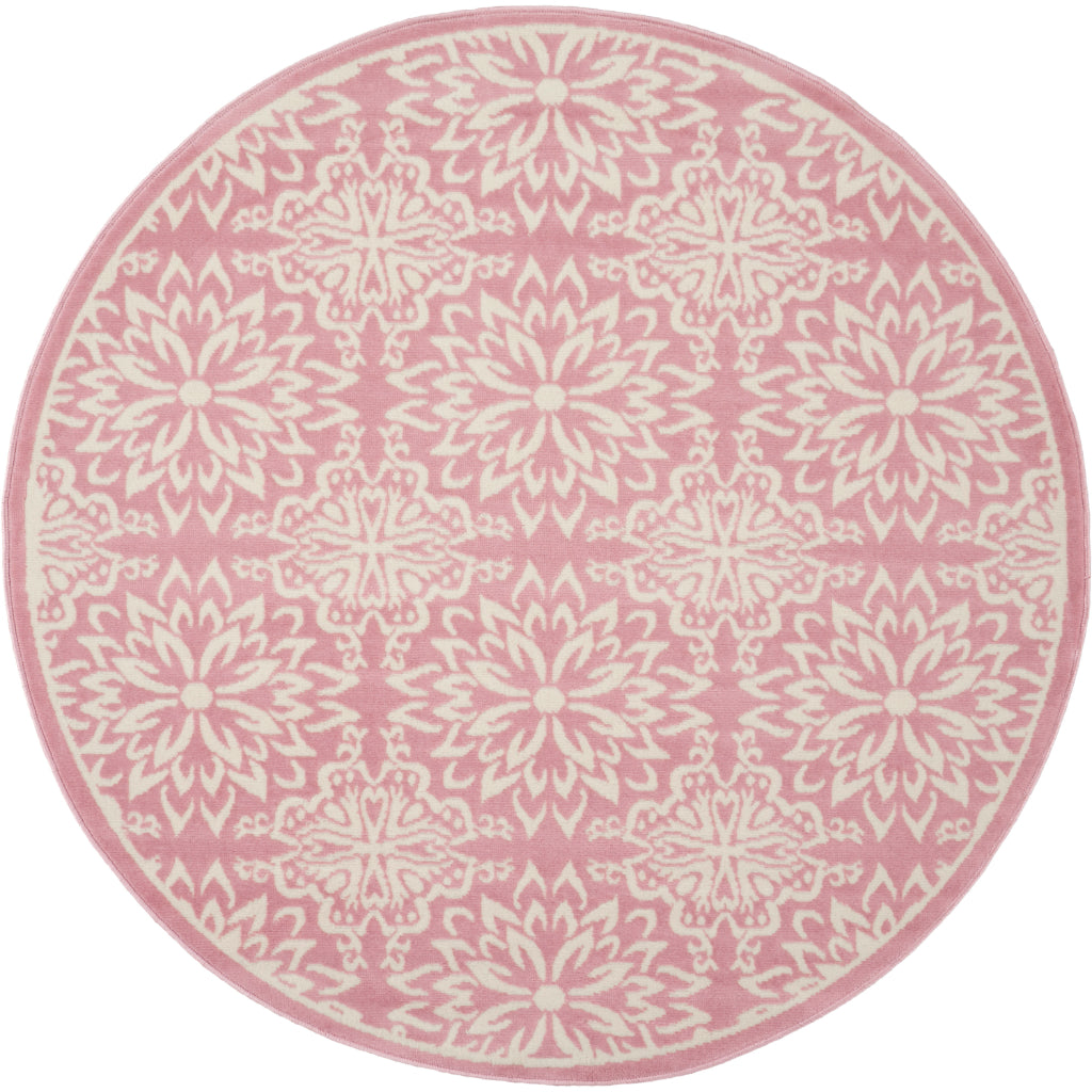 Nourison Home Jubilant JUB06 Pink Round Indoor Area Rug - Elegant Medium Pile Farmhouse Style Rug with Floral Design-